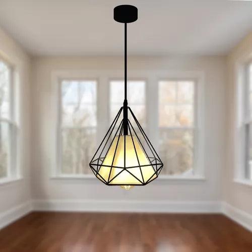💡 Lámpara Colgante Diamante Negra y Dorada – Moderna y Decorativa
