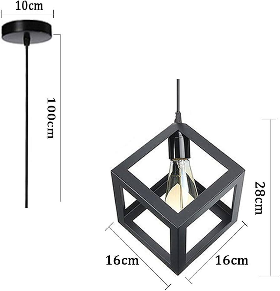 💡 Lámpara Colgante Cubo Negra – Estilo Industrial Moderno