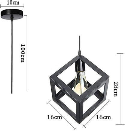 💡 Lámpara Colgante Cubo Negra – Estilo Industrial Moderno