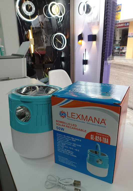 Bombillo LED Solar Recargable Multifunción 50W