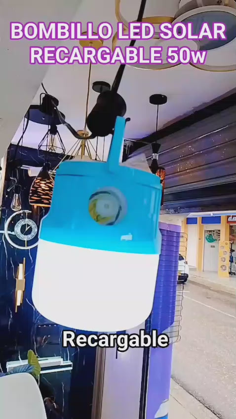 Bombillo LED Solar Recargable Multifunción 50W